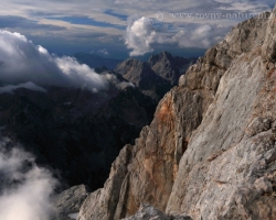 Scene of western Julian Alps from the wall of the Triglav