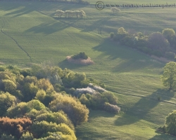 Skoré ranné lúče natiahlo tiene čerstvo olistených stromov po úbočí Bielych Karpát.