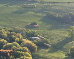 Early awakening rays draw the shades of soft fresh foliage of trees on the slopes of the White Carpathians