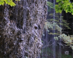 Water is driping through adjacent limestone near the waterfall Peričnik