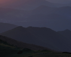 Evening view of from the Veľký Kriváíň to the valleys.